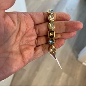 LOFT Gold tone Bracelet with Blue and Clear Stones